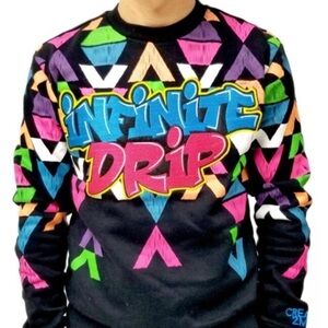 Joe Bling INFINITE DRIP Colorful Embroidered Crew Neck Sweatshirt Size L